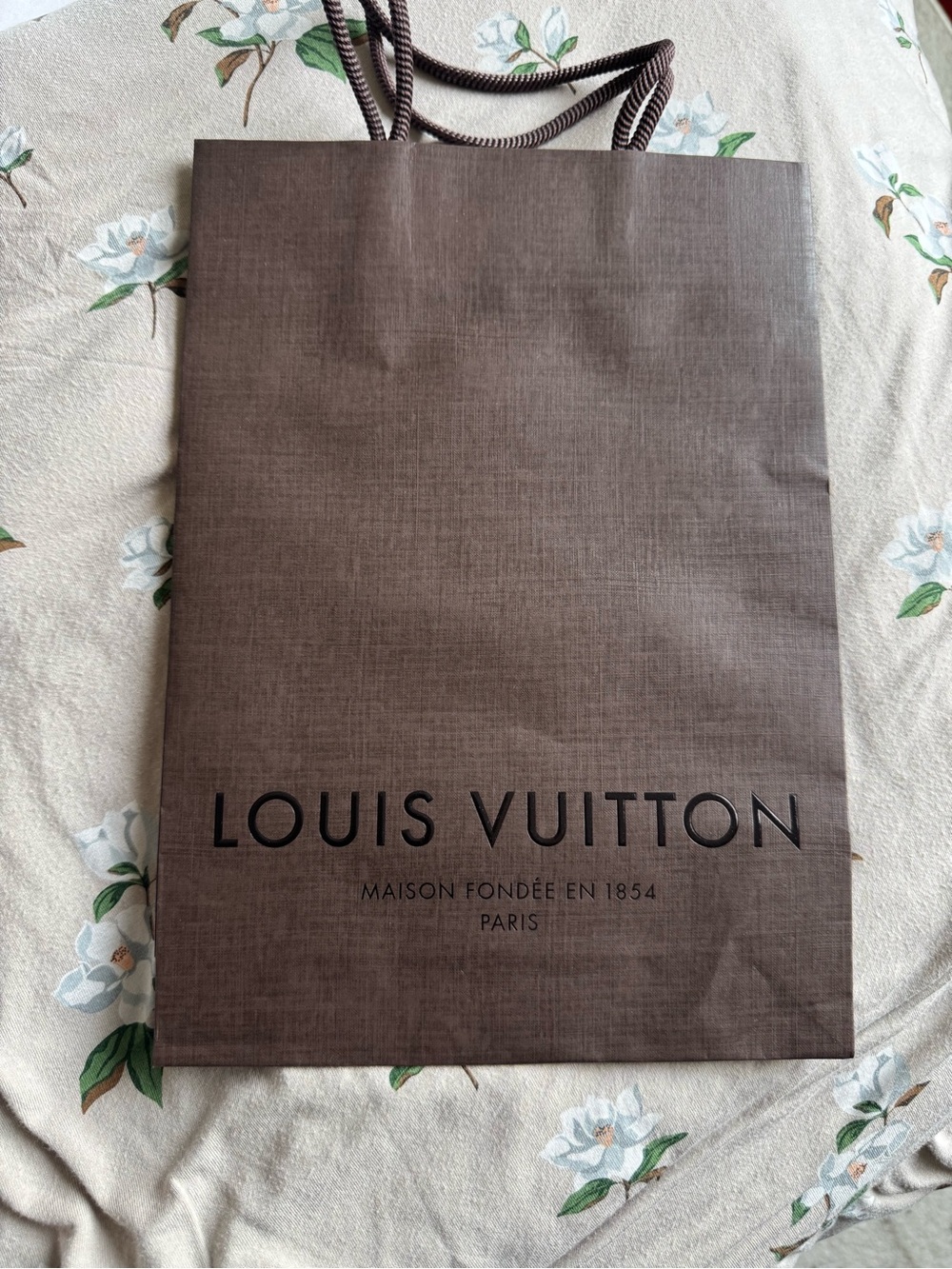 Louis Vuitton Dark Brown Logo Paper Shopping Bag with Rope Handles